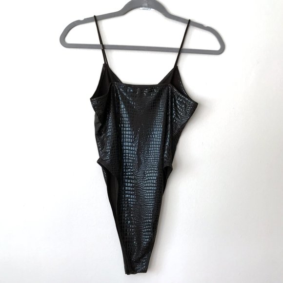 Black Croc Sexy Bodysuit Comfortable Never Worn - Picture 7 of 8